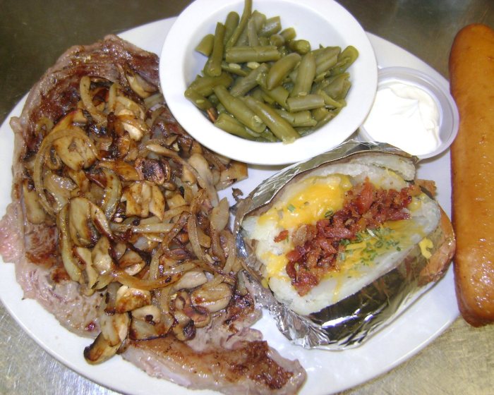 Steak onion and mushroom, at The Peshtigo Corral.