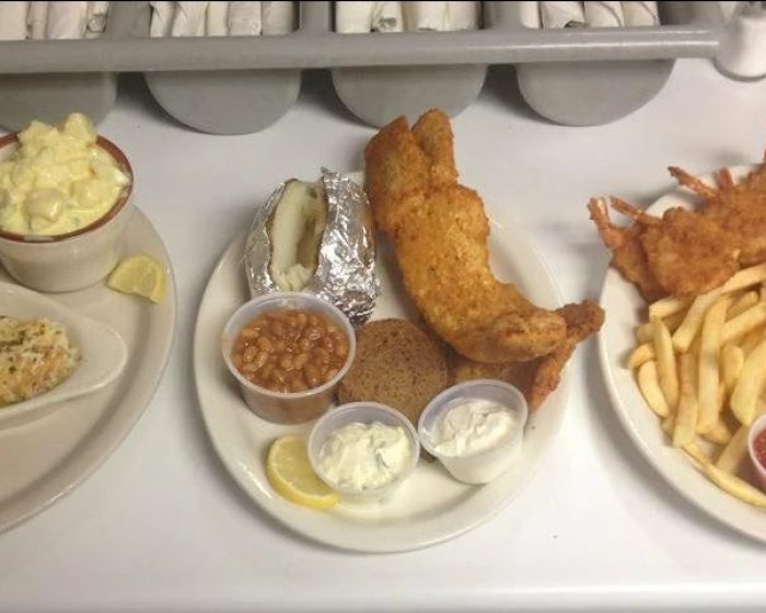 Fish and seafood dinner, at The Peshtigo Corral.