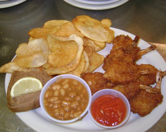Fried shrimp dinner, at The Peshtigo Corral.