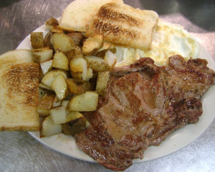 Steak dinner, at The Peshtigo Corral.